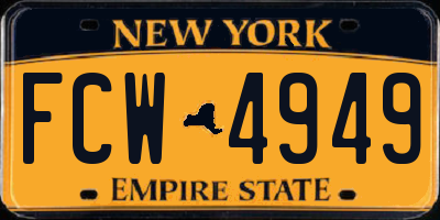 NY license plate FCW4949