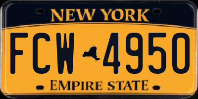 NY license plate FCW4950