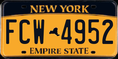 NY license plate FCW4952