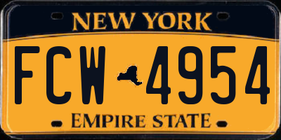 NY license plate FCW4954