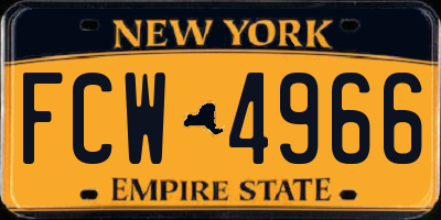 NY license plate FCW4966