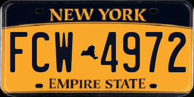 NY license plate FCW4972