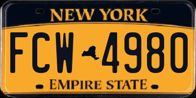 NY license plate FCW4980