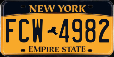 NY license plate FCW4982