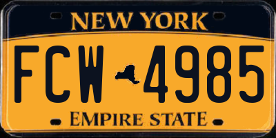 NY license plate FCW4985