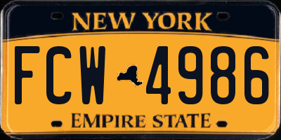 NY license plate FCW4986