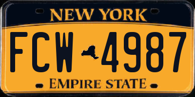 NY license plate FCW4987