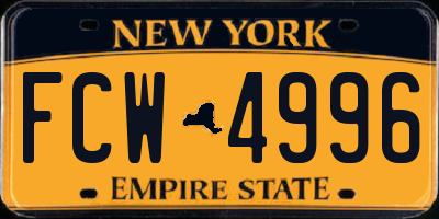 NY license plate FCW4996