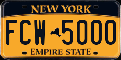 NY license plate FCW5000