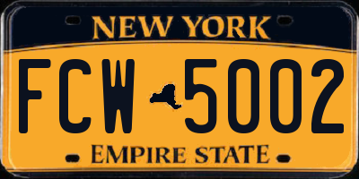 NY license plate FCW5002