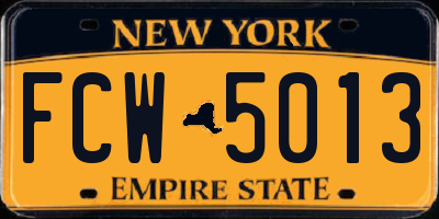 NY license plate FCW5013