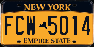 NY license plate FCW5014