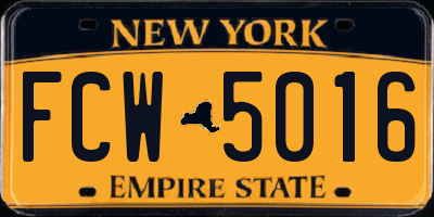 NY license plate FCW5016