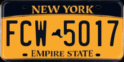 NY license plate FCW5017