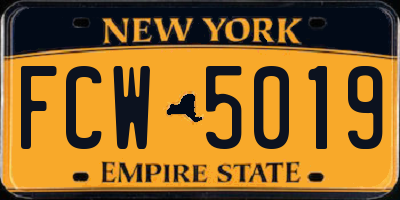 NY license plate FCW5019