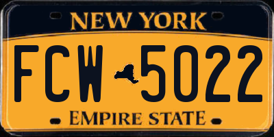 NY license plate FCW5022