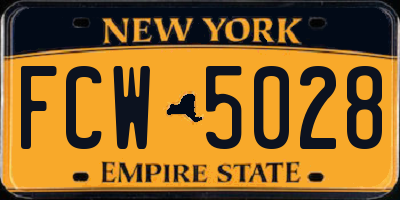 NY license plate FCW5028