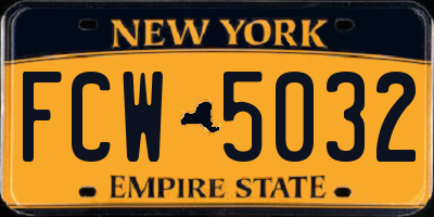 NY license plate FCW5032