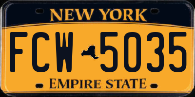 NY license plate FCW5035