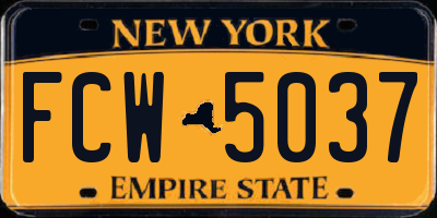NY license plate FCW5037