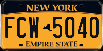 NY license plate FCW5040