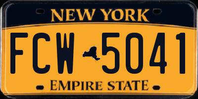 NY license plate FCW5041