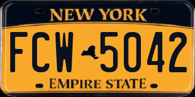NY license plate FCW5042