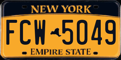 NY license plate FCW5049