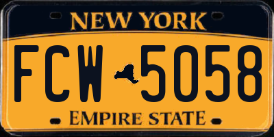 NY license plate FCW5058