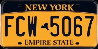 NY license plate FCW5067