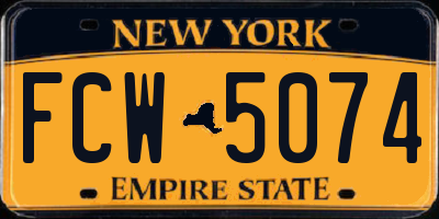 NY license plate FCW5074