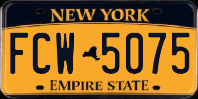 NY license plate FCW5075