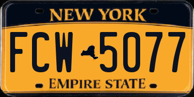 NY license plate FCW5077