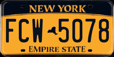 NY license plate FCW5078