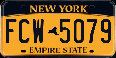 NY license plate FCW5079
