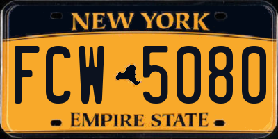 NY license plate FCW5080