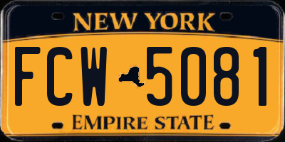 NY license plate FCW5081