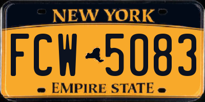 NY license plate FCW5083