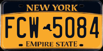 NY license plate FCW5084