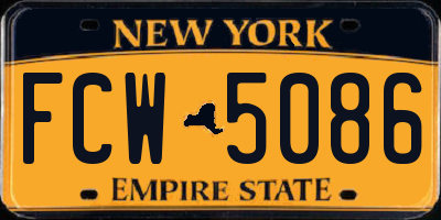 NY license plate FCW5086
