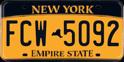 NY license plate FCW5092
