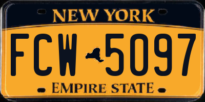 NY license plate FCW5097