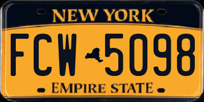 NY license plate FCW5098