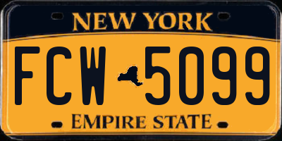 NY license plate FCW5099