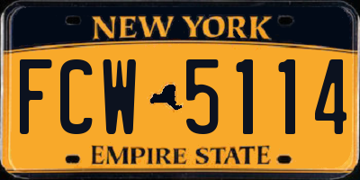 NY license plate FCW5114