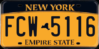NY license plate FCW5116