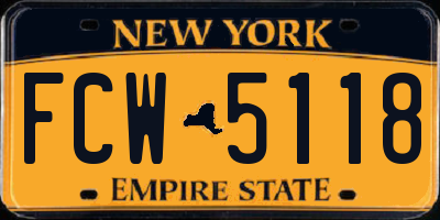 NY license plate FCW5118