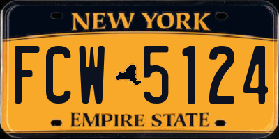 NY license plate FCW5124