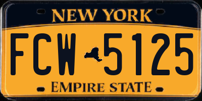 NY license plate FCW5125
