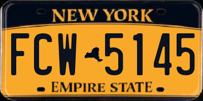 NY license plate FCW5145